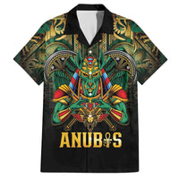 Egypt Anubis Family Matching Off The Shoulder Long Sleeve Dress and Hawaiian Shirt Golden Ancient Egypt Pattern