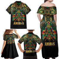Egypt Anubis Family Matching Off Shoulder Maxi Dress and Hawaiian Shirt Golden Ancient Egypt Pattern