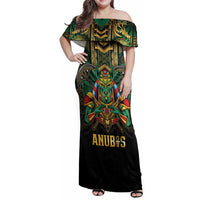 Egypt Anubis Family Matching Off Shoulder Maxi Dress and Hawaiian Shirt Golden Ancient Egypt Pattern