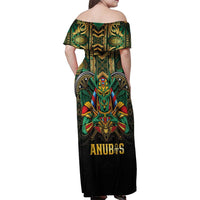 Egypt Anubis Family Matching Off Shoulder Maxi Dress and Hawaiian Shirt Golden Ancient Egypt Pattern
