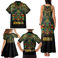 Egypt Anubis Family Matching Tank Maxi Dress and Hawaiian Shirt Golden Ancient Egypt Pattern