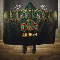 Egypt Anubis Hooded Blanket Golden Ancient Egypt Pattern