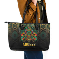 Egypt Anubis Leather Tote Bag Golden Ancient Egypt Pattern