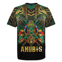 Egypt Anubis Rugby Jersey Golden Ancient Egypt Pattern