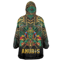 Egypt Anubis Wearable Blanket Hoodie Golden Ancient Egypt Pattern
