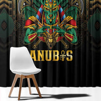 Egypt Anubis Window Curtain Golden Ancient Egypt Pattern