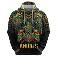 Egypt Anubis Zip Hoodie Golden Ancient Egypt Pattern