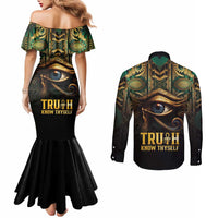 Egypt Eye of Horus Couples Matching Mermaid Dress and Long Sleeve Button Shirt Truth Know Thyself