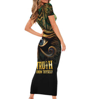 Egypt Eye of Horus Short Sleeve Bodycon Dress Truth Know Thyself
