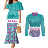 Personalised Eid Mubarak Couples Matching Mermaid Dress and Long Sleeve Button Shirt Eid al-Fitr