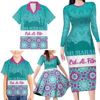 Personalised Eid Mubarak Family Matching Long Sleeve Bodycon Dress and Hawaiian Shirt Eid al-Fitr