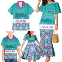 Personalised Eid Mubarak Family Matching Mermaid Dress and Hawaiian Shirt Eid al-Fitr