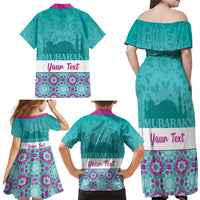 Personalised Eid Mubarak Family Matching Off Shoulder Maxi Dress and Hawaiian Shirt Eid al-Fitr
