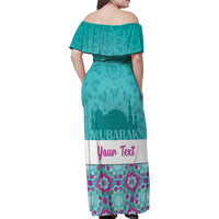 Personalised Eid Mubarak Family Matching Off Shoulder Maxi Dress and Hawaiian Shirt Eid al-Fitr