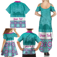 Personalised Eid Mubarak Family Matching Summer Maxi Dress and Hawaiian Shirt Eid al-Fitr