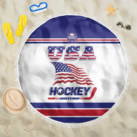 USA Ice Hockey Beach Blanket Old Glory On Ice