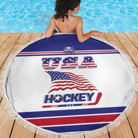 USA Ice Hockey Beach Blanket Old Glory On Ice