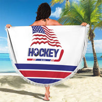 USA Ice Hockey Beach Blanket Old Glory On Ice