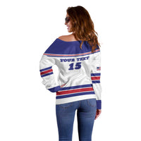 Custom USA Ice Hockey Off Shoulder Sweater Old Glory On Ice