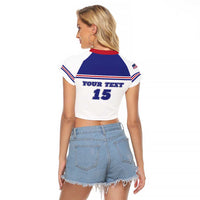 Custom USA Ice Hockey Raglan Cropped T Shirt Old Glory On Ice