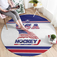 USA Ice Hockey Round Carpet Old Glory On Ice