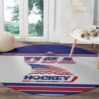 USA Ice Hockey Round Carpet Old Glory On Ice
