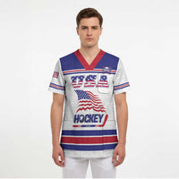 Custom USA Ice Hockey Scrub Top Old Glory On Ice