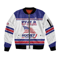 Custom USA Ice Hockey Sleeve Zip Bomber Jacket Old Glory On Ice