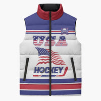 Custom USA Ice Hockey Sleeveless Puffer Jacket Old Glory On Ice