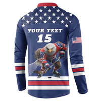 Custom USA Ice Hockey Button Sweatshirt Eagle Mascot