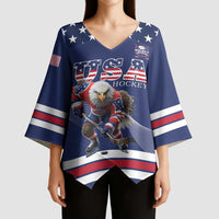 Custom USA Ice Hockey Kimono Sleeve Blouse Eagle Mascot