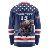 Custom USA Ice Hockey Long Sleeve Shirt Eagle Mascot