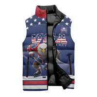 Custom USA Ice Hockey Sleeveless Puffer Jacket Eagle Mascot