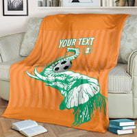 Custom Ivory Coast Football Blanket Come On Elephants