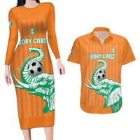 Custom Ivory Coast Football Couples Matching Long Sleeve Bodycon Dress and Hawaiian Shirt Come On Elephants