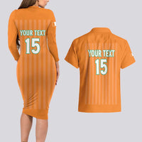 Custom Ivory Coast Football Couples Matching Long Sleeve Bodycon Dress and Hawaiian Shirt Come On Elephants