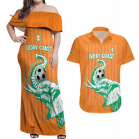 Custom Ivory Coast Football Couples Matching Off Shoulder Maxi Dress and Hawaiian Shirt Come On Elephants