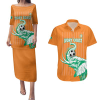 Custom Ivory Coast Football Couples Matching Puletasi and Hawaiian Shirt Come On Elephants