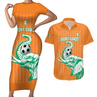 Custom Ivory Coast Football Couples Matching Short Sleeve Bodycon Dress and Hawaiian Shirt Come On Elephants