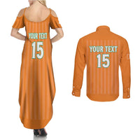 Custom Ivory Coast Football Couples Matching Summer Maxi Dress and Long Sleeve Button Shirt Come On Elephants