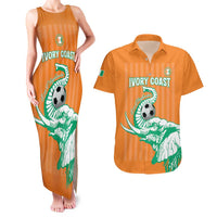 Custom Ivory Coast Football Couples Matching Tank Maxi Dress and Hawaiian Shirt Come On Elephants