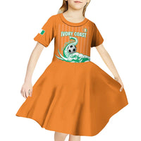 Custom Ivory Coast Football Kid Short Sleeve Dress Come On Elephants