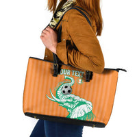 Custom Ivory Coast Football Leather Tote Bag Come On Elephants