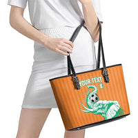 Custom Ivory Coast Football Leather Tote Bag Come On Elephants