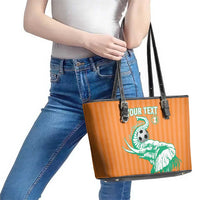 Custom Ivory Coast Football Leather Tote Bag Come On Elephants