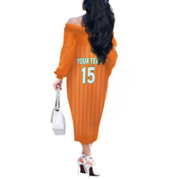 Custom Ivory Coast Football Off The Shoulder Long Sleeve Dress Come On Elephants