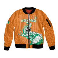 Custom Ivory Coast Football Sleeve Zip Bomber Jacket Come On Elephants