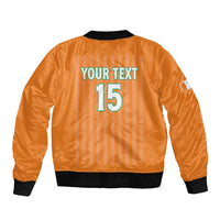 Custom Ivory Coast Football Sleeve Zip Bomber Jacket Come On Elephants