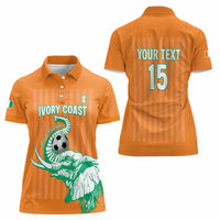 Custom Ivory Coast Football Women Polo Shirt Come On Elephants