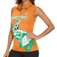 Custom Ivory Coast Football Women Sleeveless Polo Shirt Come On Elephants